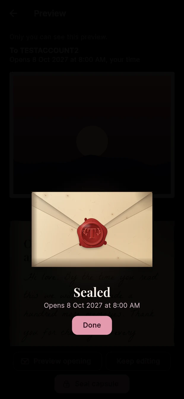 The real wax-seal ceremony shown when a USpace Time Capsule is sealed